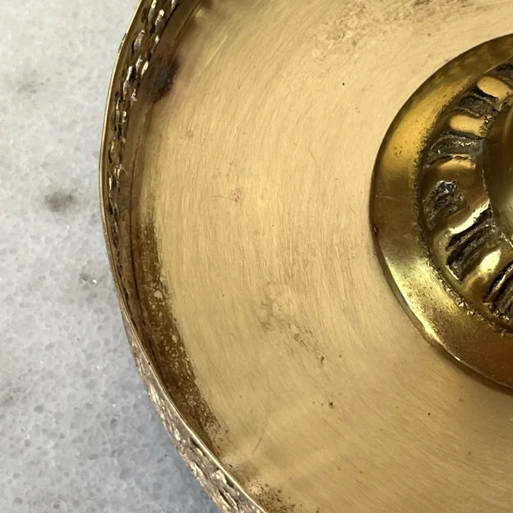 Vintage filigree candleholder with tray and feet